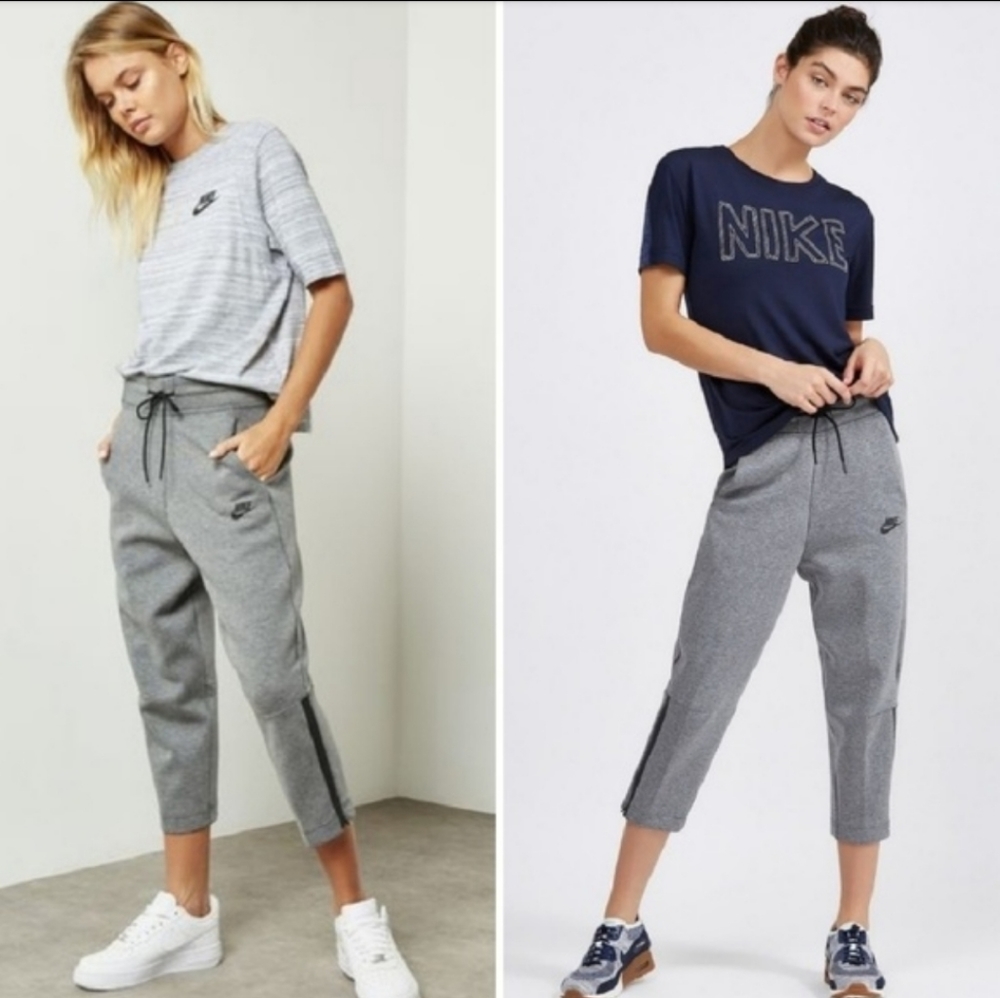 NWT Nike Gray Fleece Comfy Capri with Zippered Cuff Size XS